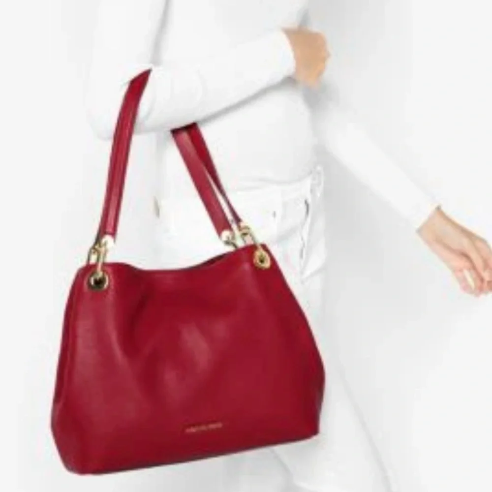 MICHAEL KORS  Raven Large Leather Shoulder Bag, burgundy
